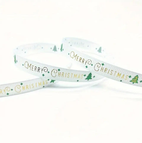 White Merry Christmas Ribbon 4.5metres