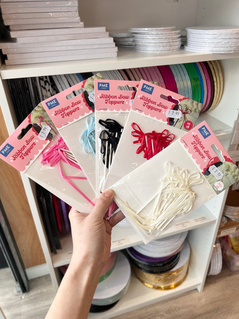 Ribbon Bow Cake Toppers - Pack of 8