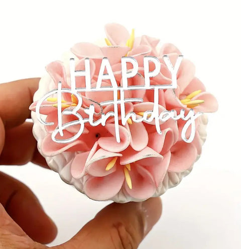 Acrylic Happy Birthday Cupcake Topper Pack of 2