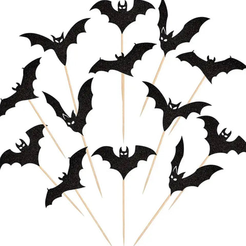 Glitter Bats Cupcake Toppers Pack of 12