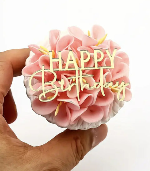 Acrylic Happy Birthday Cupcake Topper Pack of 2
