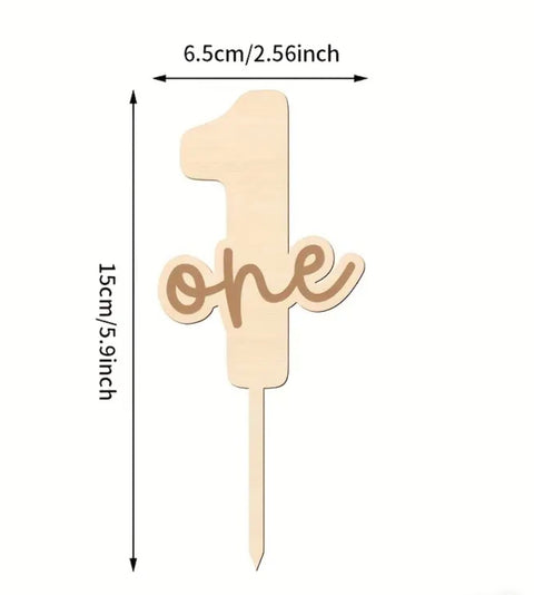 Wooden Number 1 ‘One’ Cake Topper