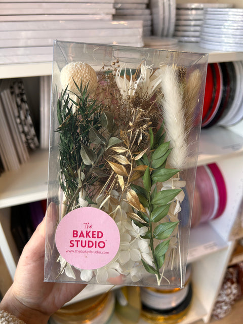 Dried Flower Box - Sage, White, Natural and Gold