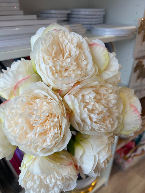 Artificial Large Ivory Peony Single Stem