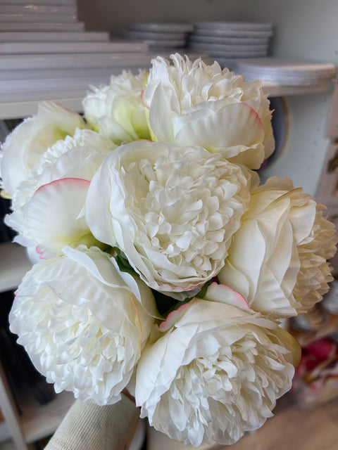 Artificial Large White Peony Single Stem