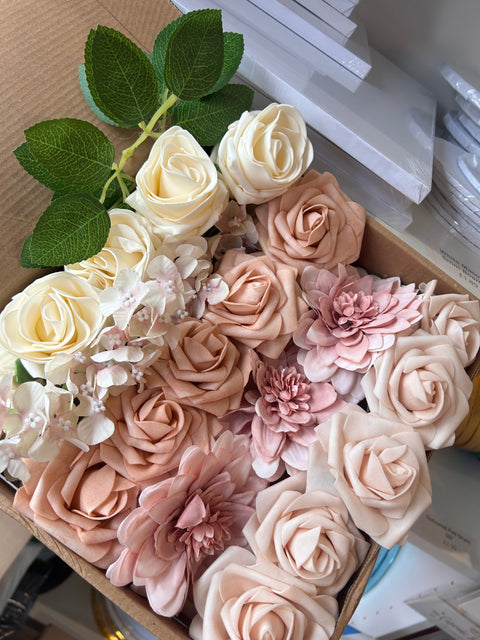 Nude & Pink Artificial Flower Box