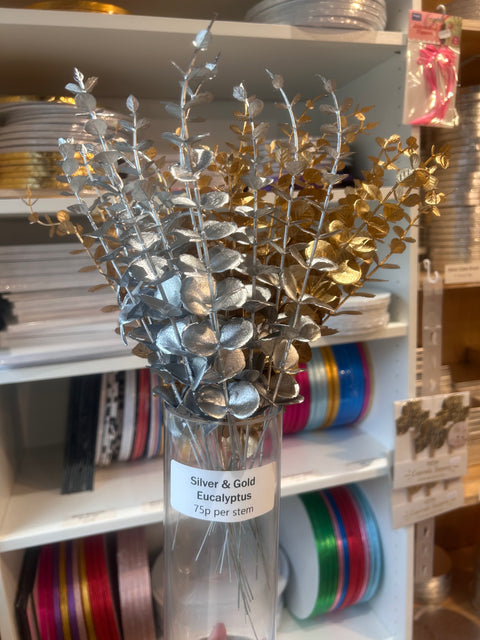 Metallic Artificial Eucalyptus Stems