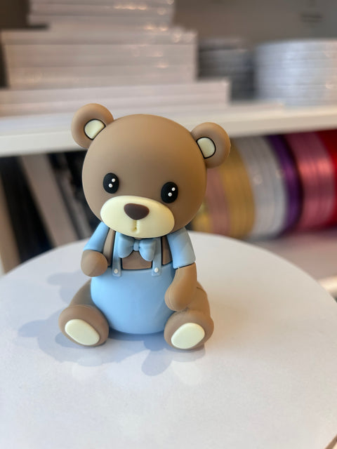 Teddy Bear in Blue Dungarees Cake Topper