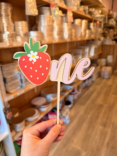 Strawberry ‘One’ Birthday Cake Topper