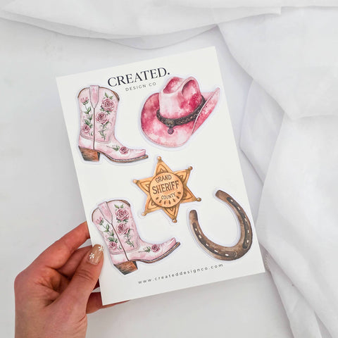 Pink Cowgirl Cake Decorations Set