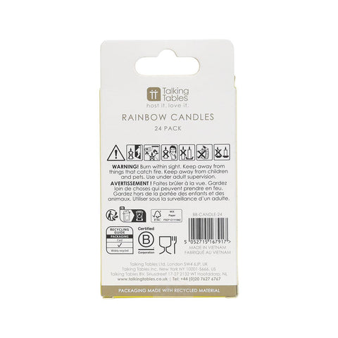 Rainbow Birthday Candles - 24 Pack | Cake Candless |