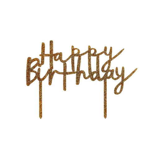 Gold 'Happy Birthday Acrylic Cake Topper