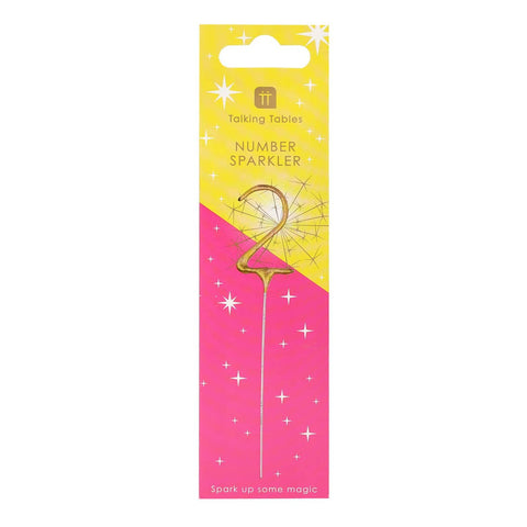Gold Number Sparkler 2 | Birthday | Wedding | Anniversary |