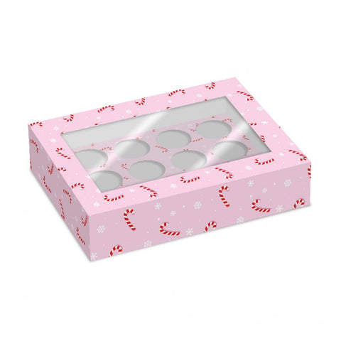 Christmas Candy Cane Deep Cupcake Box - Pack of 2