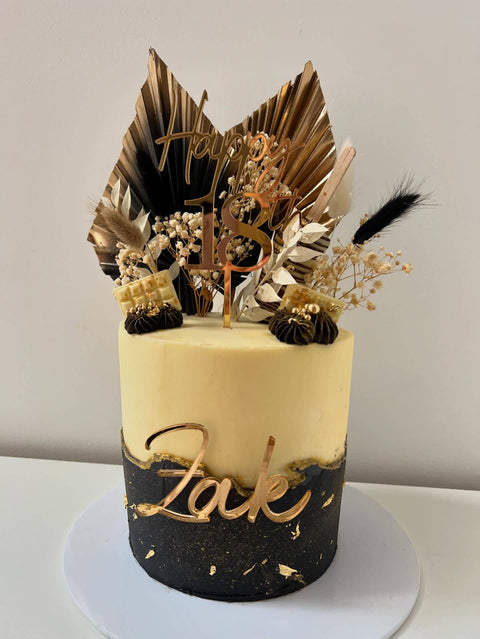 Dried Palm Spear Leaves ,black, pink, blue, gold, white, green orange palm spear, palm cake topper, palm decor, dried flowers cake decor: Black