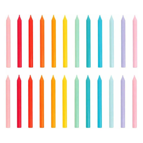Rainbow Birthday Candles - 24 Pack | Cake Candless |
