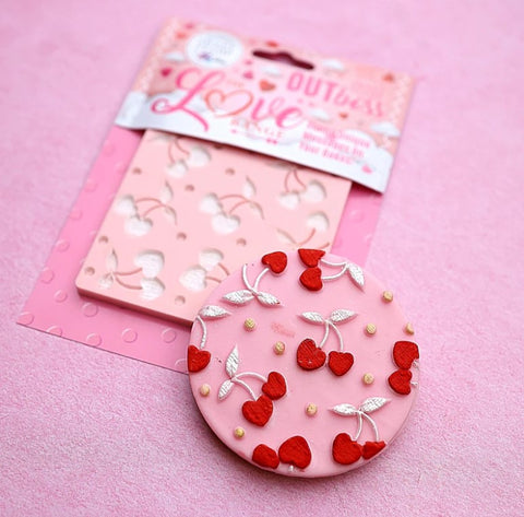 Heart Cherries Texture Tile by Sweet Stamp