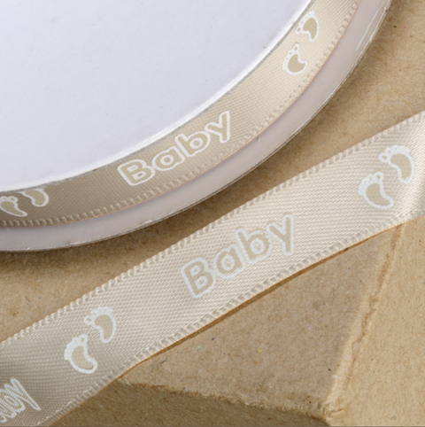 Cream Baby Footprint Ribbon