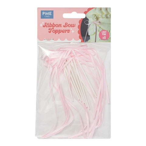 Ribbon Bow Cake Toppers - Pack of 8