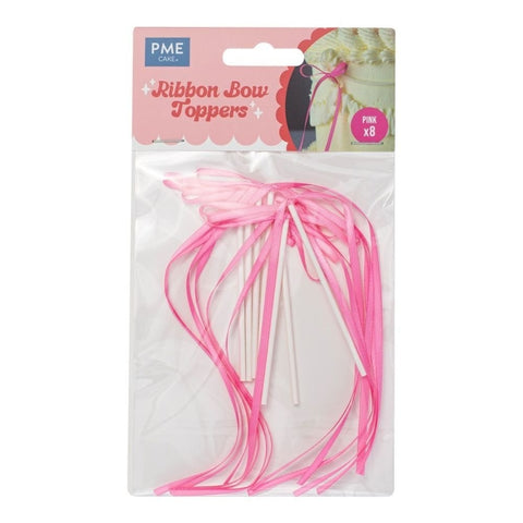 Ribbon Bow Cake Toppers - Pack of 8