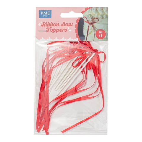 Ribbon Bow Cake Toppers - Pack of 8