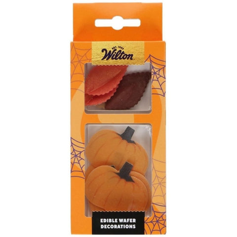Autumn Leaves & Pumpkins Edible Wafer Decorations Set of 10