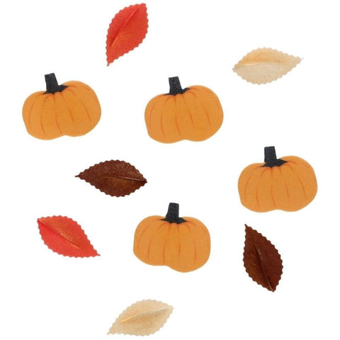 Autumn Leaves & Pumpkins Edible Wafer Decorations Set of 10