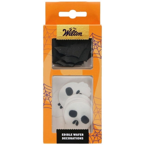 Bat & Skull Edible Wafer Decorations Set of 18