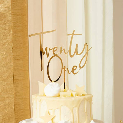 Gold 'Twenty One' Acrylic Cake Topper